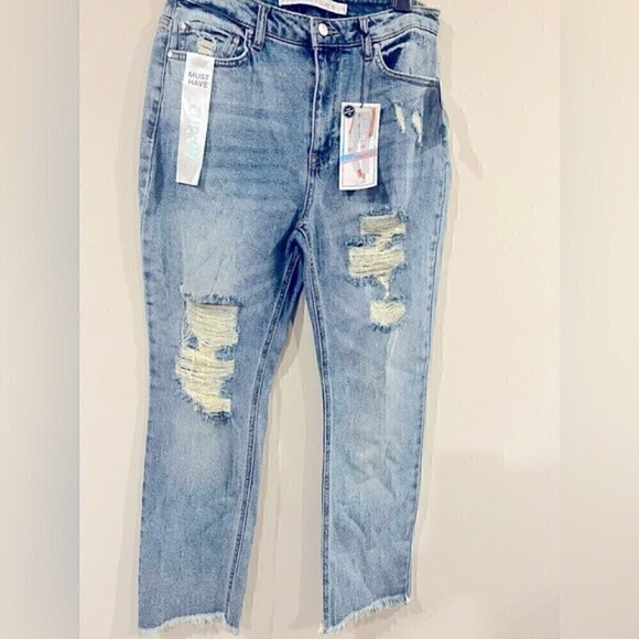 TINSELTOWN Juniors' Ripped Straight Jeans Melina Was size 11 - Picture 5 of 8